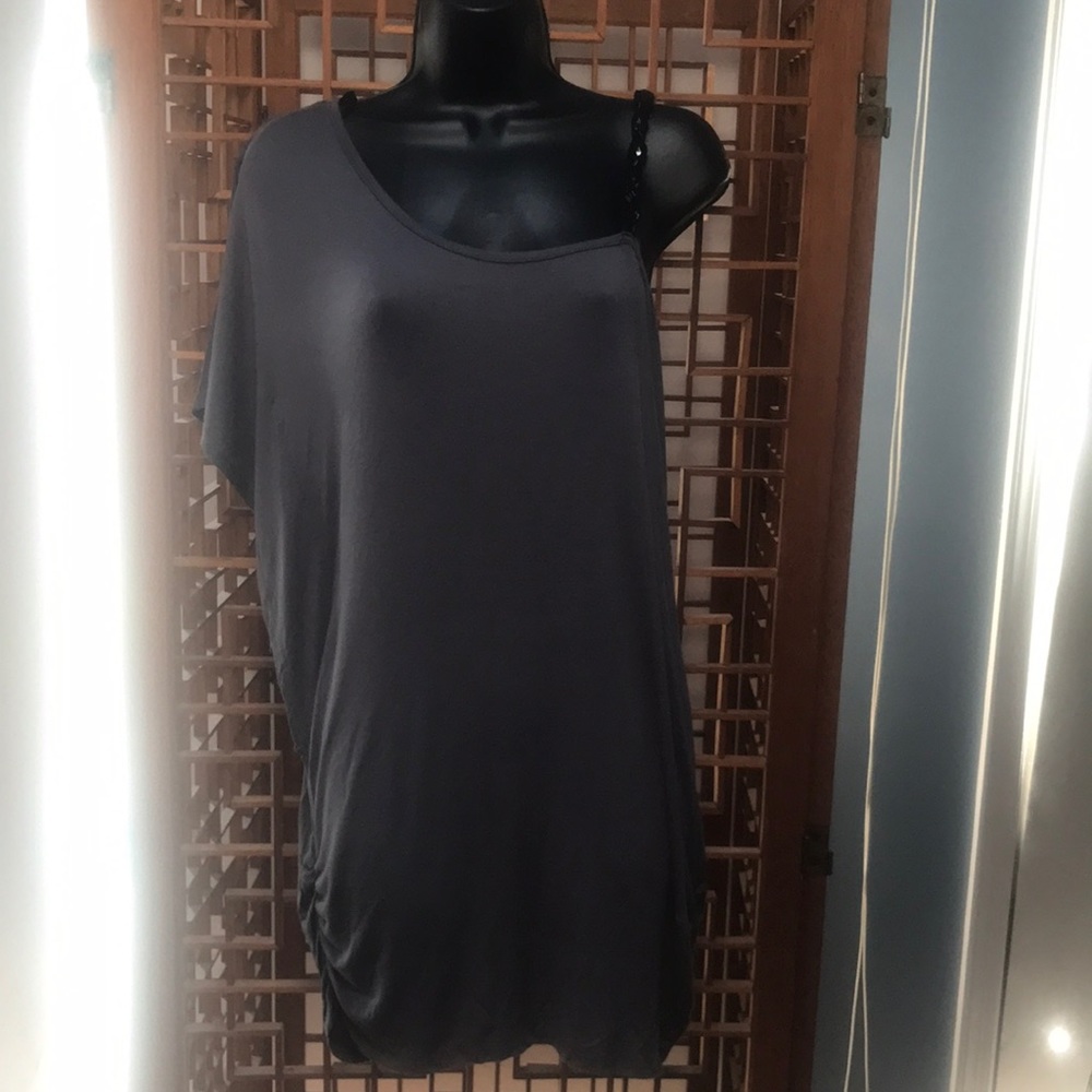 Rhapsody gray shirt with one jeweled strap size XL